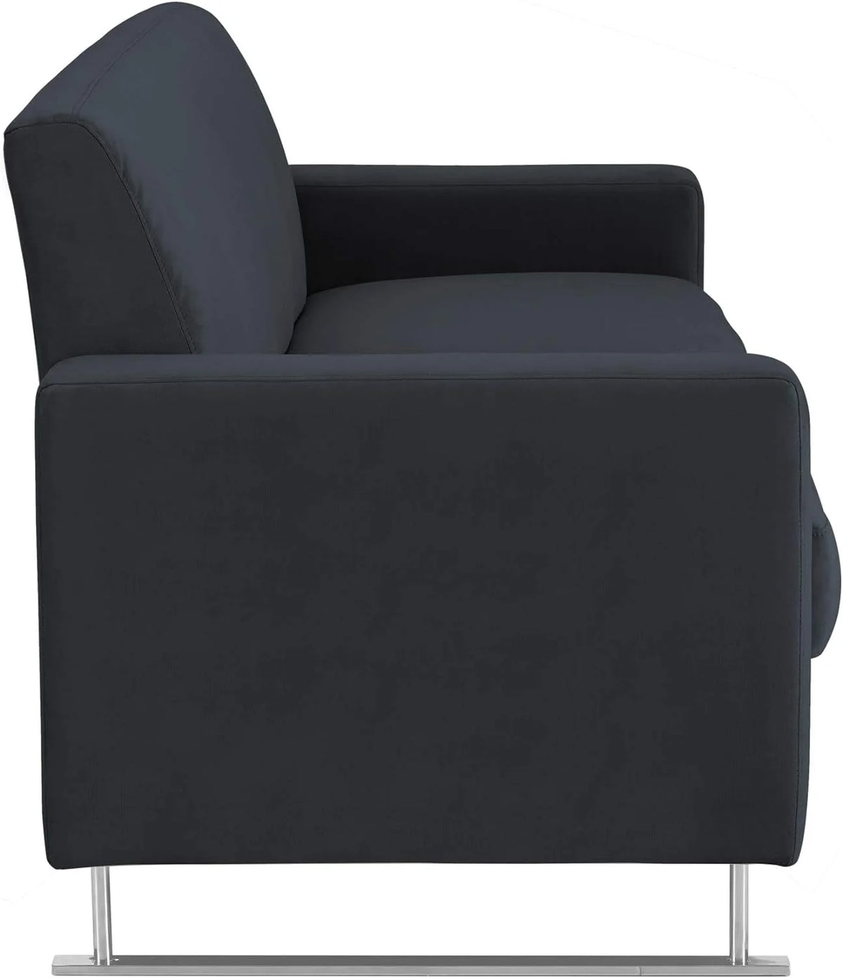 Blue Velvet Sofa with Chrome Sleigh Legs R63689