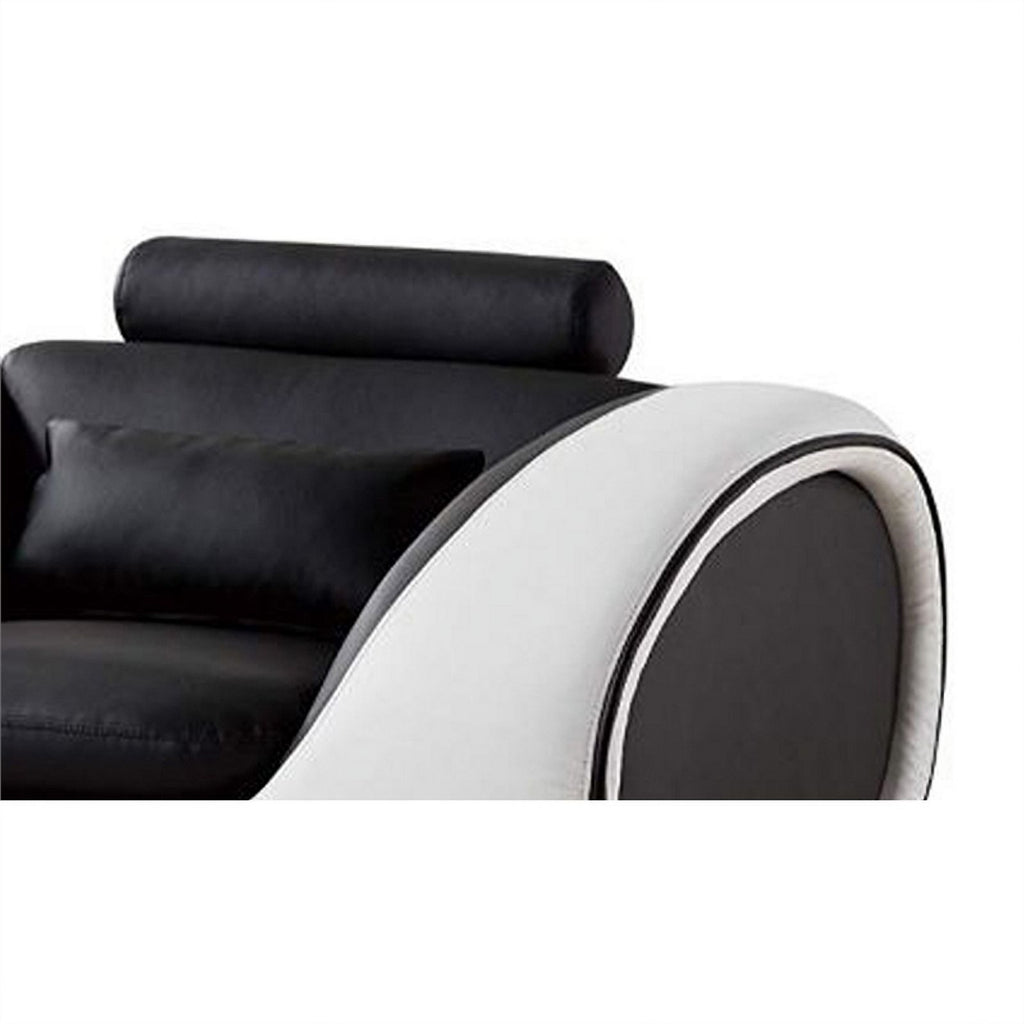 Black and White Faux Leather Wooden Sofa Chair with Headrest A914