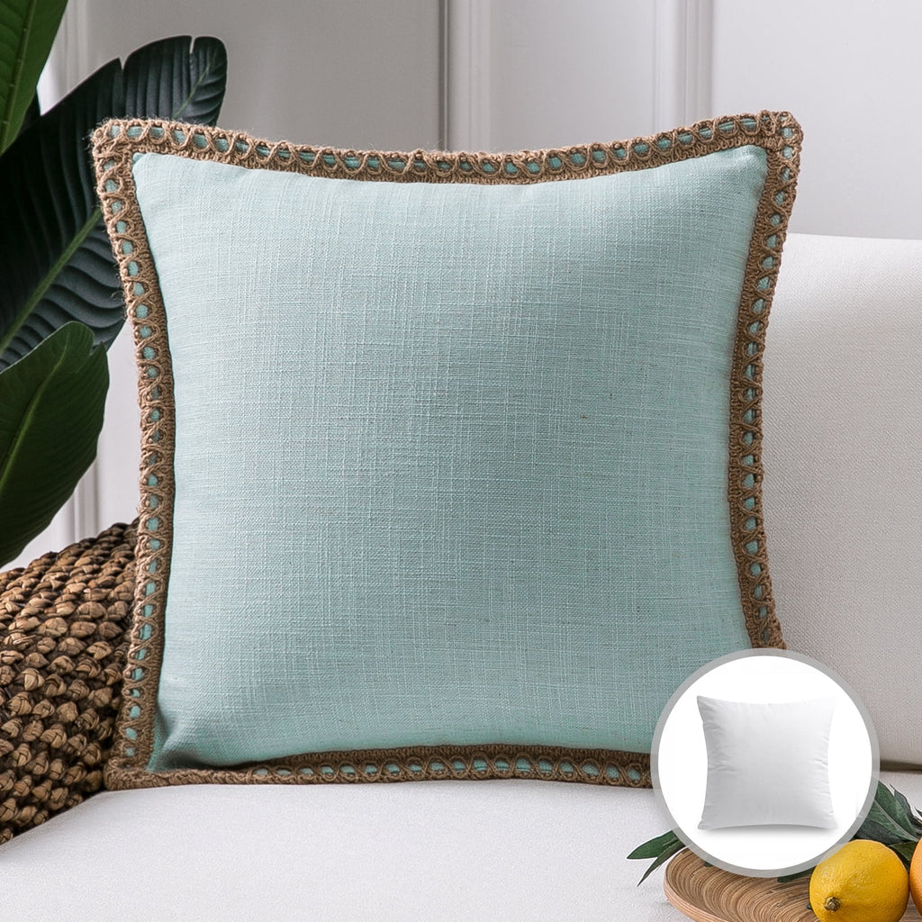 Light Blue Linen Throw Pillow, 18" x 18", 1 Pack X352964