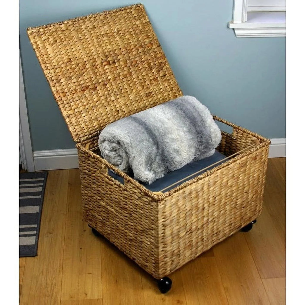 Wicker Storage Filing Cabinet with Wheels I286