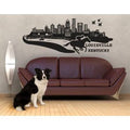 Green 79in x 31in Cityscape Wall Decal T4978