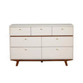 Brown & White Solid Wood 7 Drawer Double Dresser T27960
