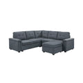 Gray Woven Fabric 6-Seater Sectional Sofa with Ottoman Y296