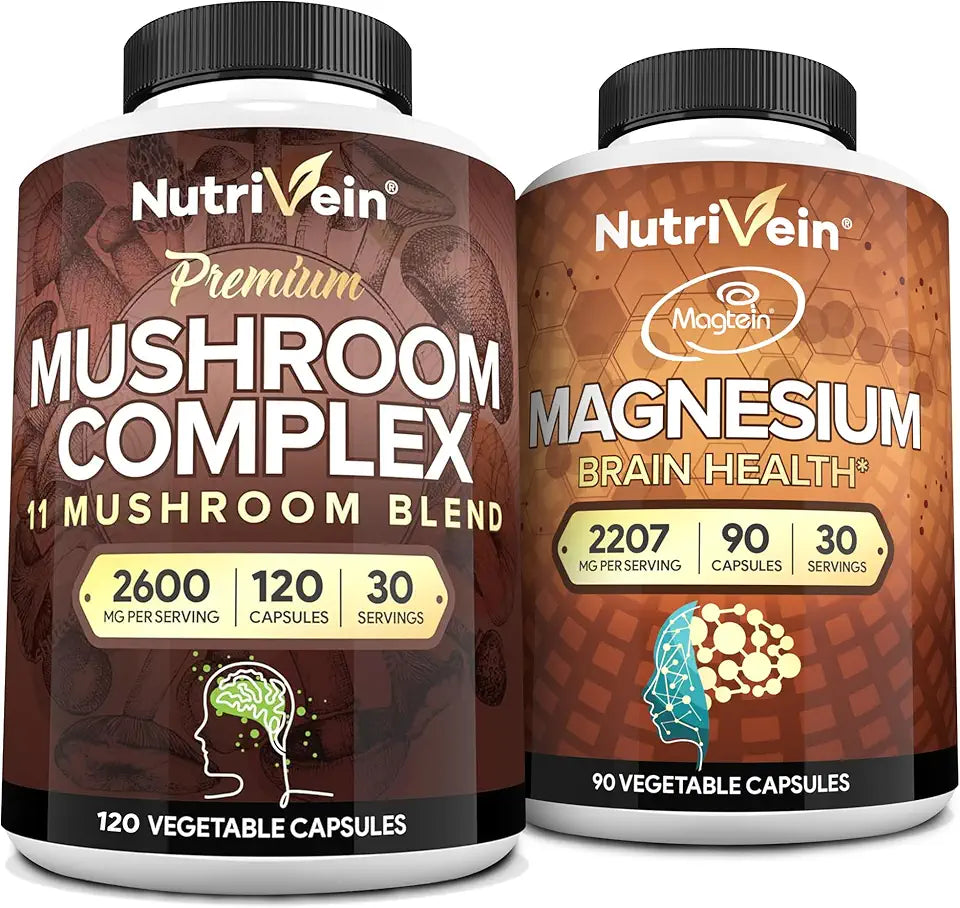 120 Cap Mushroom Complex 2600mg & 90 Cap Magnesium 2207mg Bundle J550