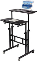 Black Mobile Standing Desk on Wheels Adjustable Y91565