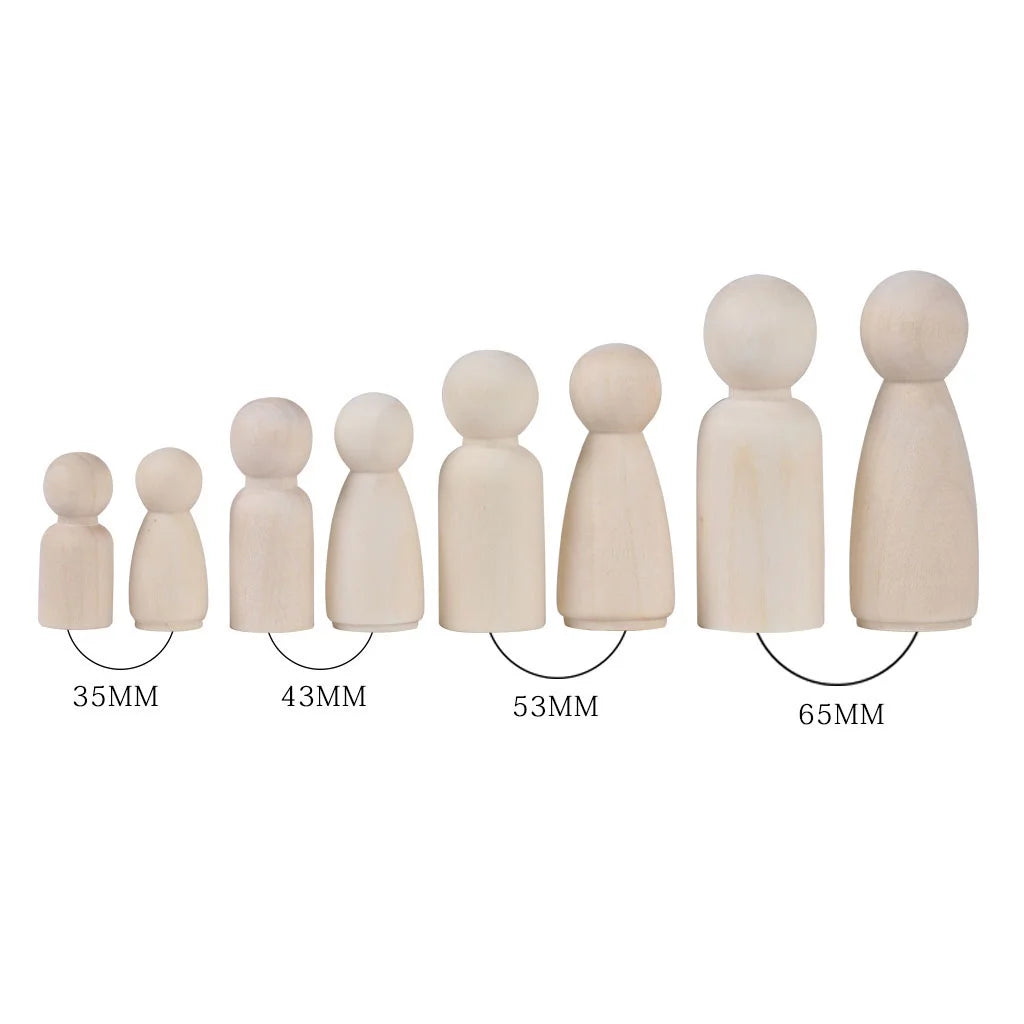 24Pcs Unpainted Wooden Peg Dolls N94264
