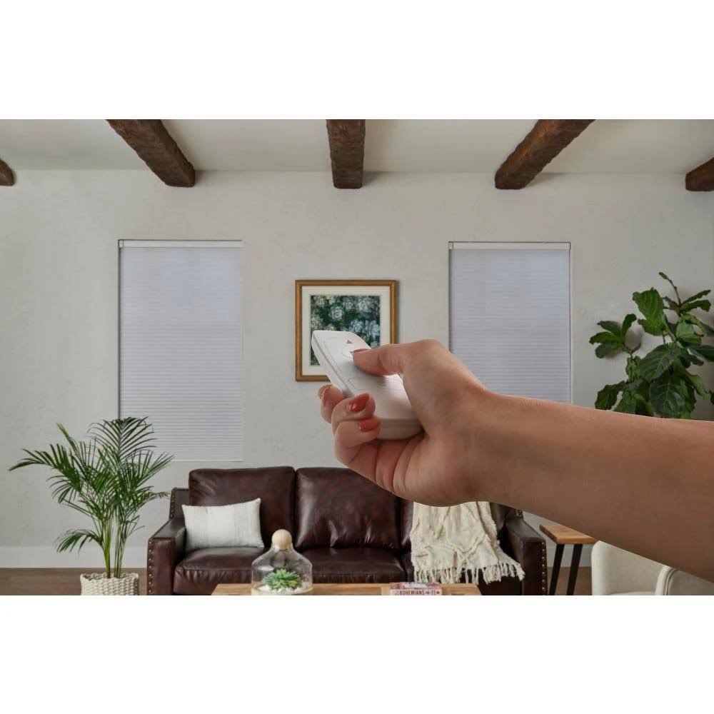 White Cordless Blackout Motorized Cellular Shade with Remote Control V547060
