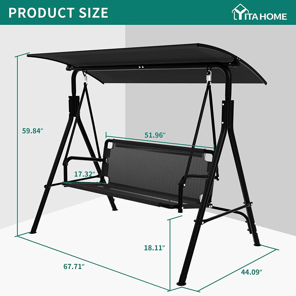 3 Person Outdoor Patio Swing Chair with Adjustable Canopy N256