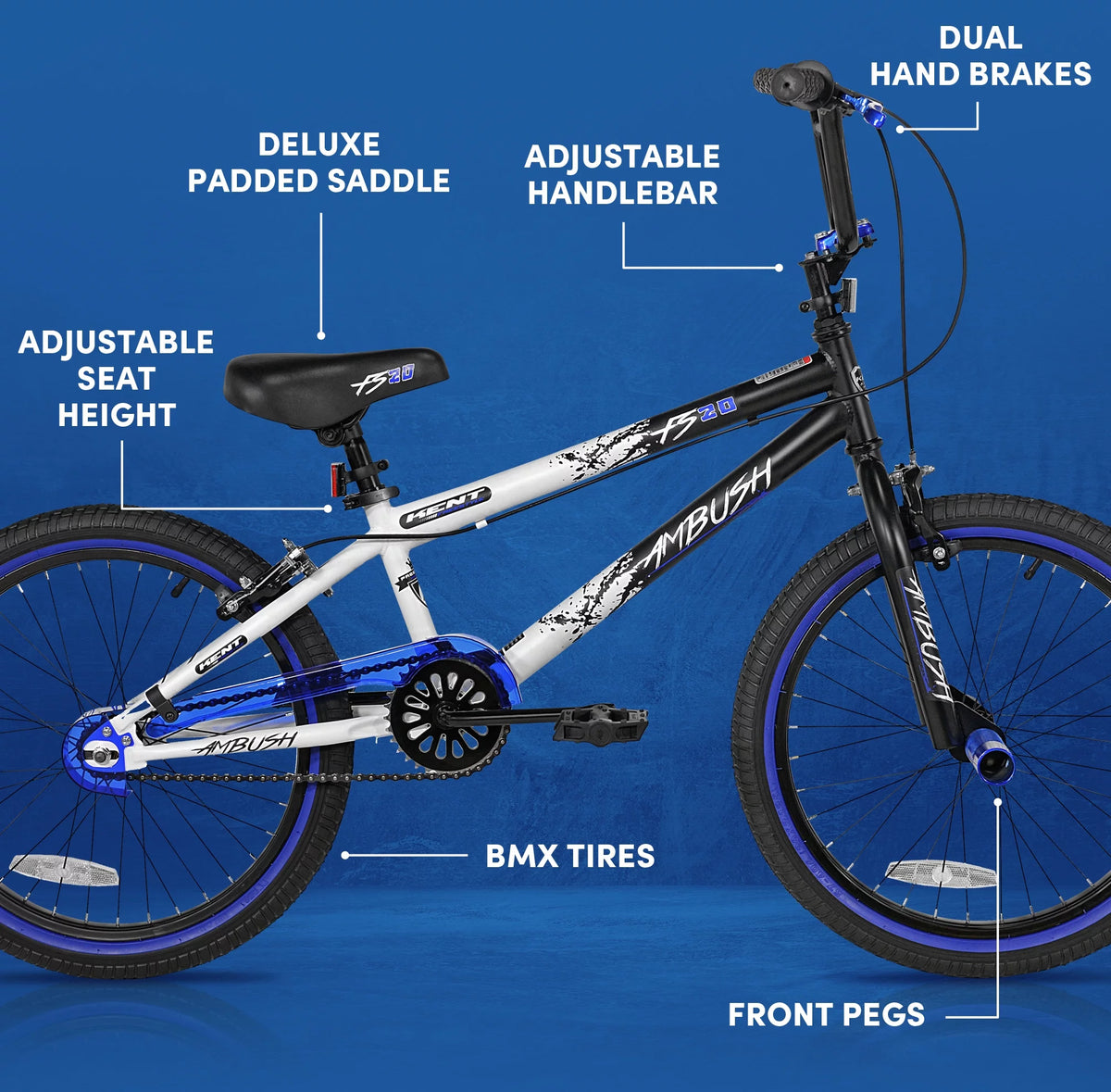 20 Boy's BMX Child Bike Black/Blue Q874270