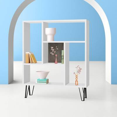 White Geometric Bookcase U4292