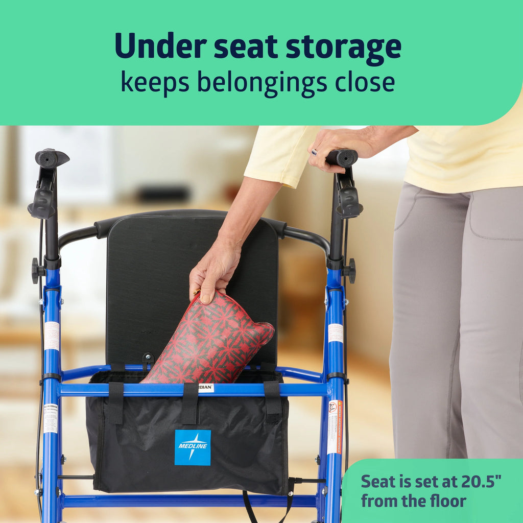 Blue Foldable Steel Rollator Walker I300220