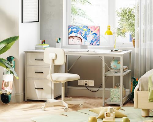51 Inch Computer Desk with Fabric Drawers & USB Power Outlets P68261