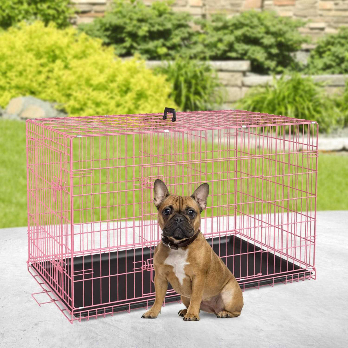 24,30,36,42,48 Inch Folding Wire Dog Crate with Double-Door D568