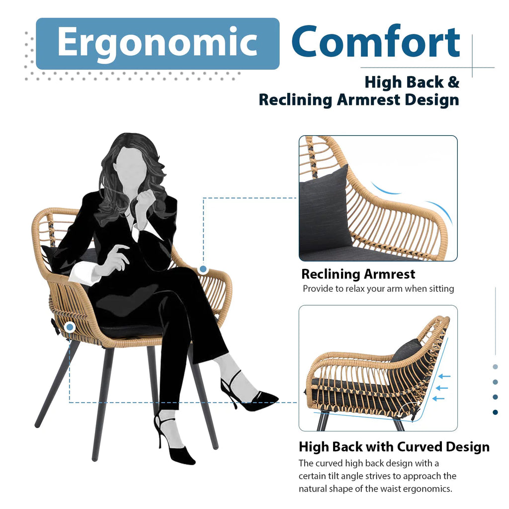 Wicker Outdoor Chairs Set of 2 with Cushions C3184