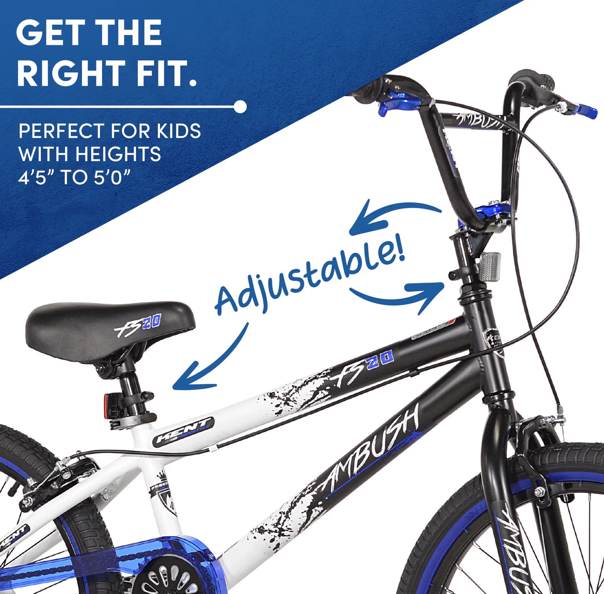 20 Boy's BMX Child Bike Black/Blue Q874270