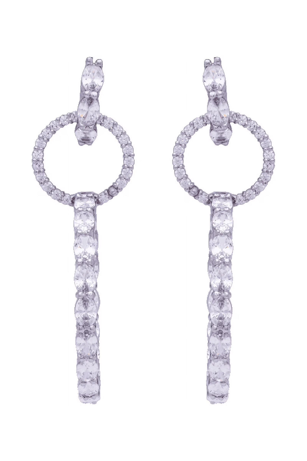 14k White Gold Circle Drop Diamond Earring S663