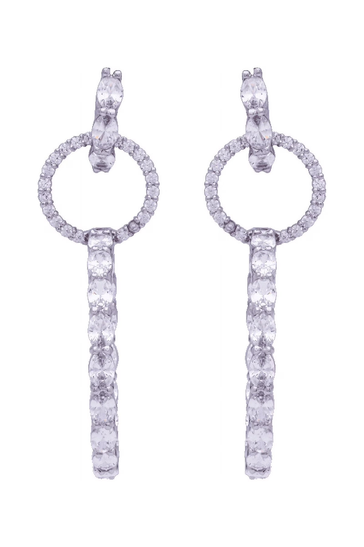 14k White Gold Circle Drop Diamond Earring S663