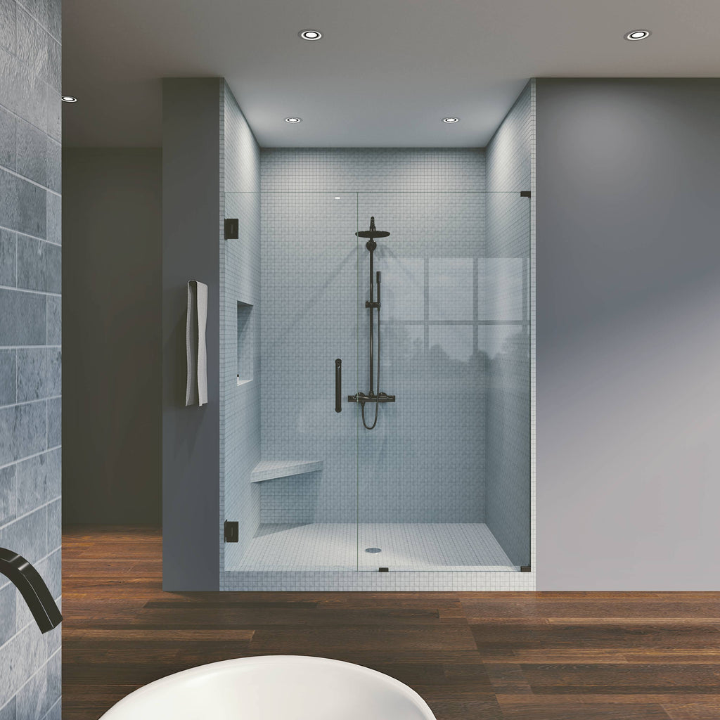 Matte Black Frameless Hinged Shower Door L123