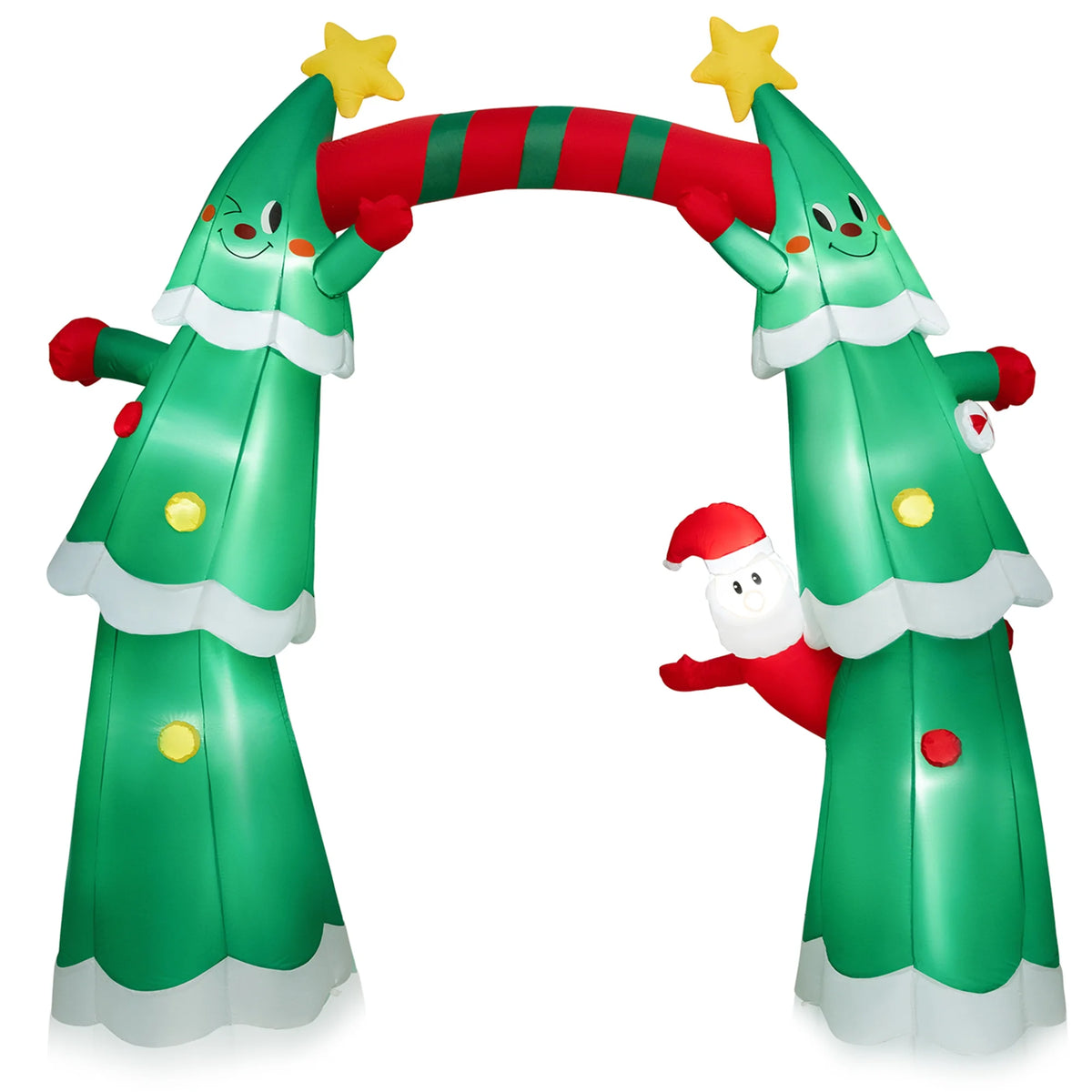 11FT Inflatable Christmas Tree Arch with Santa Claus LED Lights D8770