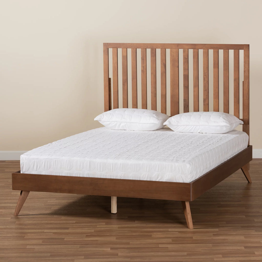 Queen Walnut Brown Engineered Wood Platform Bed Y8060
