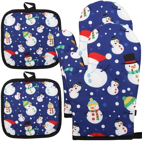 4PCS Christmas Oven Mitts and Potholders Set N197