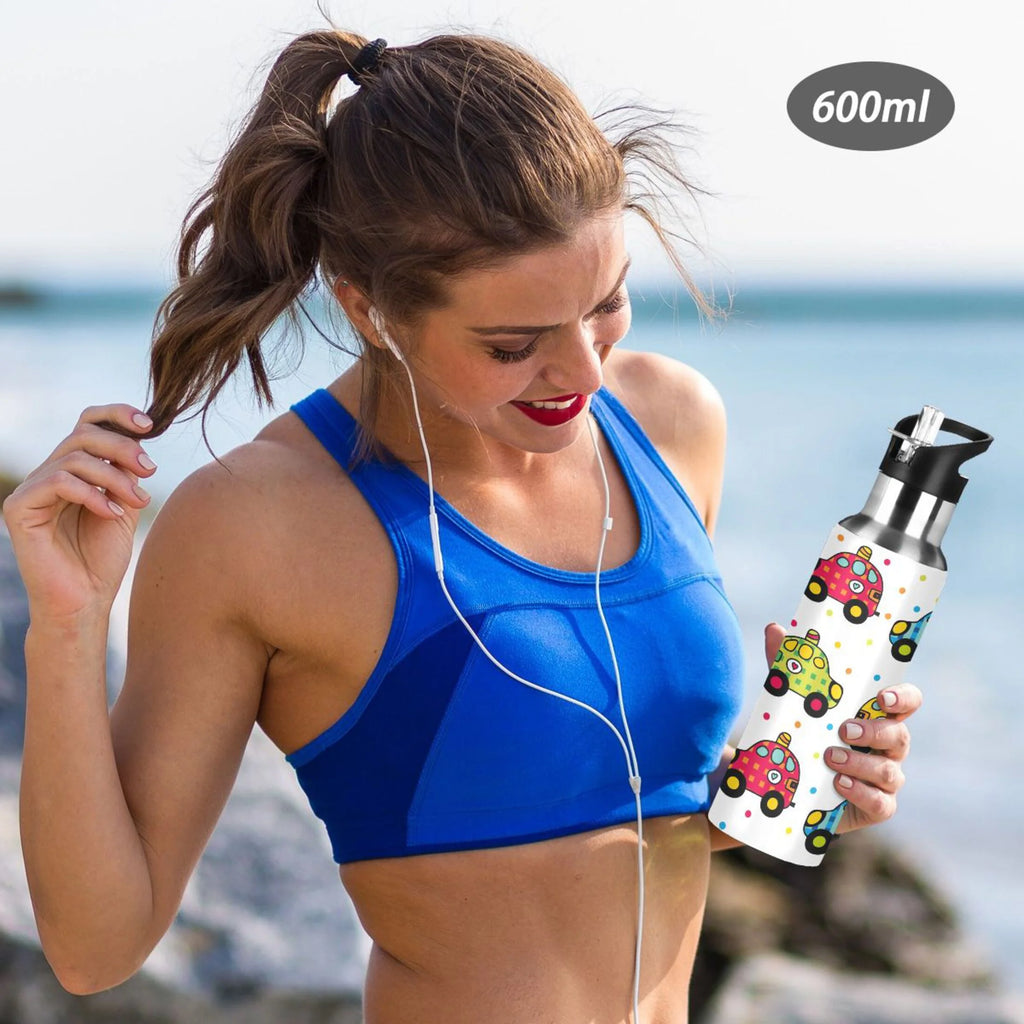 Stainless Steel Insulated Thermos Vacuum Flask Water Bottle with Straw Lid P771083