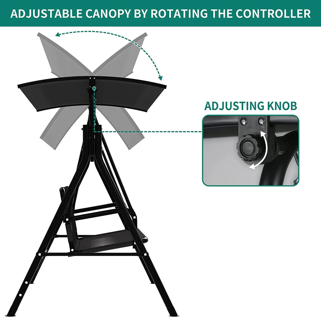 3 Person Outdoor Patio Swing Chair with Adjustable Canopy N256